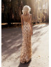 Rose Gold Sequined Fringe Boho Beach Fashion Wedding Dress